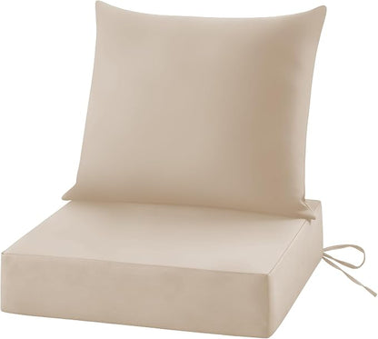 Patio Cushions for Outdoor Furniture, 24x24 Outdoor Couch Cushions, Waterproof & Fade-Resistant Patio Chair Cushions with Removable Cover, Replacement Outdoor Deep Seat Cushion, Beige (Set of 1)