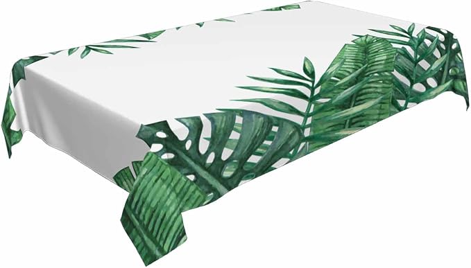 TKS MITLAN Palm Tree Leaves Tablecloth 52 x 70 Inch Rectangular Summer Tropical Green Leaf Oblong Table Cloth Kitchen Table Decorations for Home Dinner Party