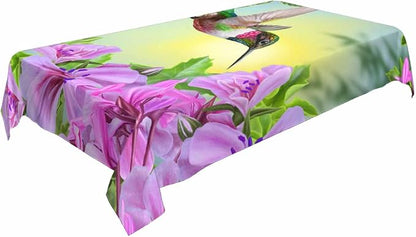 TKS MITLAN Tablecloth Hummingbird Table Cloth Rectangle Table 60 x 84 Inch Spring Flowers Humming Bird Kitchen Decorations for Home Dinner Party