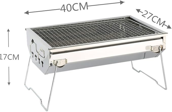Portable Charcoal Grill for Camping BBQ Grills, Outdoor Barbecue Grill Stainless Steel Folding Barbecue Stove, Lightweight Camping Grill with Detachable Rack,40 * 27 * 17Cm-D
