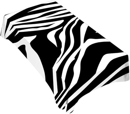 TKS MITLAN Zebra Stripes Black Decorative Rectangle Tablecloth Animal Skin Texture Polyester Table Cloths Kitchen Table Cover for Dining BBQ Picnic Coffee Table 60 x 84 Inch 6-8 Seats