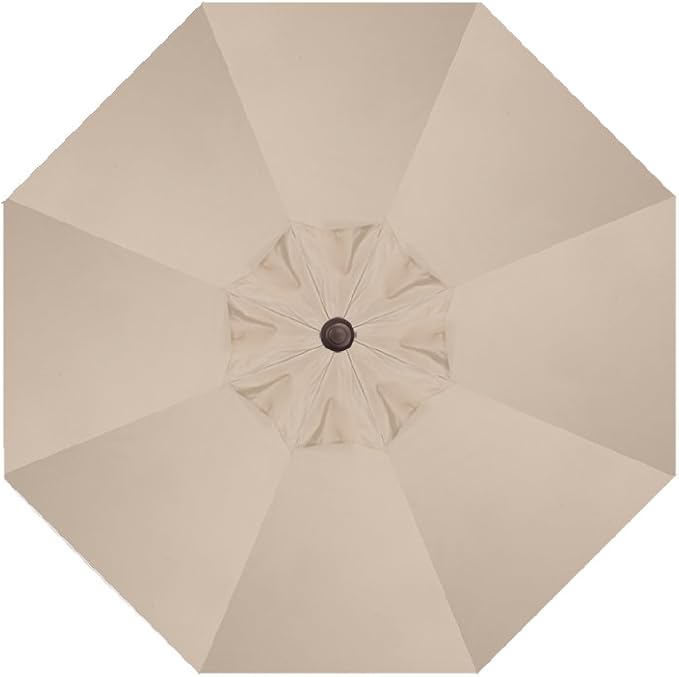 Treasure Garden Deluxe Crank-Tilt 9-FT Octagon Market Umbrella - Outdoor Patio, Deck, Pool, Backyard Stand Alone Umbrella - Heavy Duty w/Bronze Frame & Obravia Fabric (Khaki)