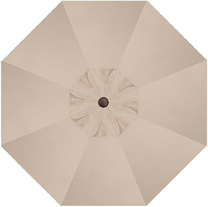 Treasure Garden Deluxe Crank-Tilt 9-FT Octagon Market Umbrella - Outdoor Patio, Deck, Pool, Backyard Stand Alone Umbrella - Heavy Duty w/Bronze Frame & Obravia Fabric (Khaki)