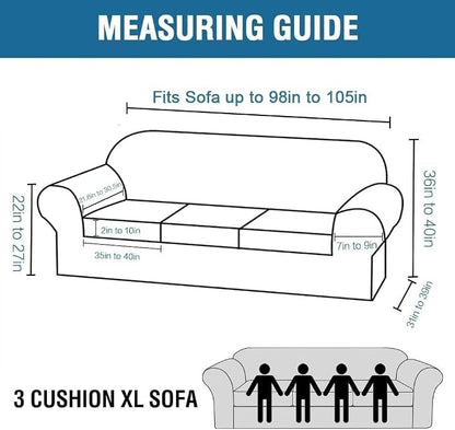 H.VERSAILTEX Velvet 4 Piece High Stretch Sofa Slipcover Cover Furniture Protector Form Fit Luxury Thick Velvet Extra Large Sofa Cover for 3 Cushion Couch Width Up to 105 Inch (XL Sofa, Caramel Cafe)