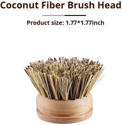 Bamboo Dish Brush - Kitchen Scrub Brushes with 3 Replacement Heads | Natural Bristle | Sisal | Horse Hair - Pot Brush with Wooden Handle for Cleaning Grills, Pans, Stoves