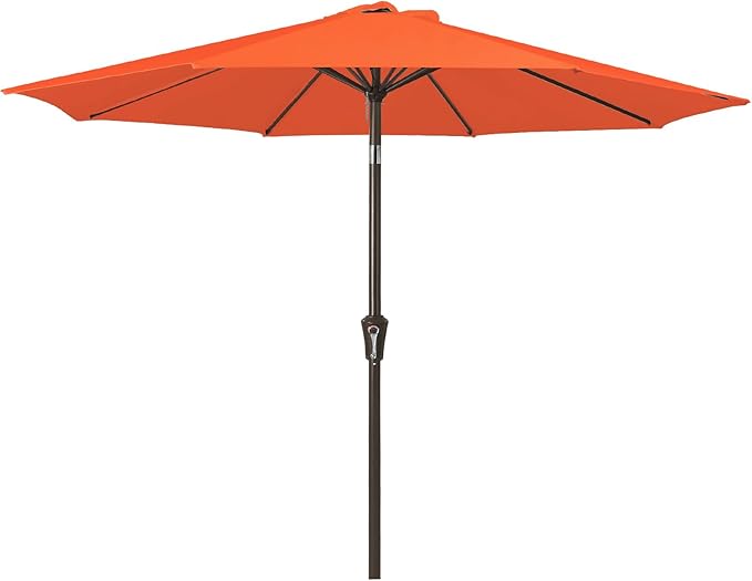 JEAREY Outdoor Patio Umbrella 9FT Outdoor Table Umbrella with Push Button Tilt and Crank, Market Umbrellas 8 Sturdy Ribs UV Protection Waterproof for Garden, Deck, Pool (Red Orange)