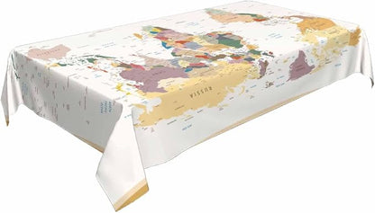 TKS MITLAN World Map Decorative Rectangle Tablecloth Vintage Colors Highly Detailed Political Polyester Table Cloths Kitchen Table Cover for Dining BBQ Picnic Coffee Table 52 x 70 Inch 4-6 Seats