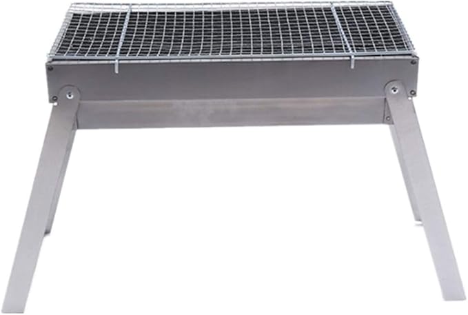 Metal Outdoor Barbecue Table, Simple Grill Set, Folding Charcoal, Non Stick Pan