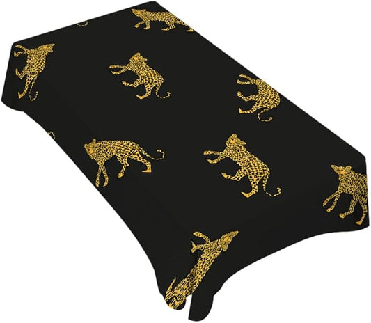 TKS MITLAN Wild Leopard Tablecloth Decor African Animal Lively Jump Cartoon Fun Wildlife Repeat Table Cloth Dining Room Kitchen Table Cover 60" X 84" Oblong/Rectangle