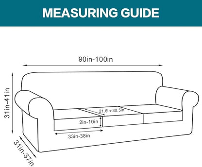 Turquoize 4 Piece Sofa Covers for 3 Cushion Couch Sofa Slipcover Soft Couch Cover for Dogs Washable Furniture Cover with 3 Individual Large Cushion Covers Feature Fabric (Large Sofa, Porcelain White)