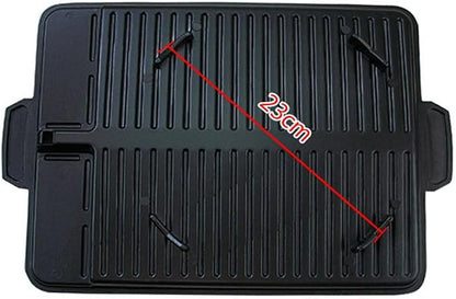 Korean-style Non-stick Grill Pan Rectangular Hot Plate Barbecue Pot Portable Oil Spill Baking Tray for Indoor Outdoor BBQ (Style A)