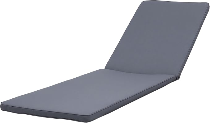 Christopher Knight Home 309785C Shane Chaise Lounge Cushion Outdoor Set of 2 with Removable Cover, 2 Piece Water-Resistant Lounge Chair Cushion 78.75" L x 23.75" W x 1.5" H Dark Grey