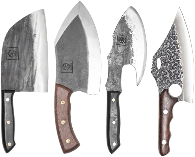 COOLINA The Favorite 4 Knife Set - Viking-Inspired Kitchen Knives for Chefs & Home Cooks, Includes Promaja Chef's Knife, Lixy Cleaver, Machado Butcher Knife, and Gator Utility Knife