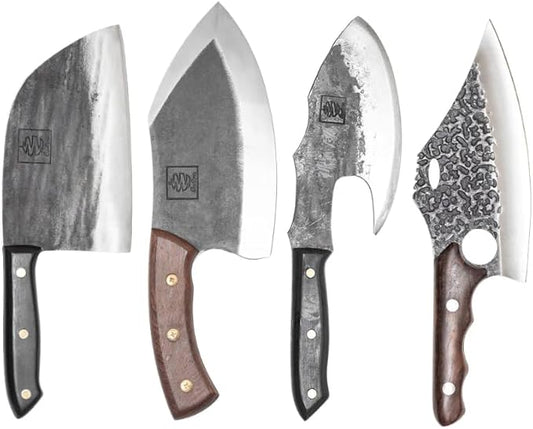 COOLINA The Favorite 4 Knife Set - Viking-Inspired Kitchen Knives for Chefs & Home Cooks, Includes Promaja Chef's Knife, Lixy Cleaver, Machado Butcher Knife, and Gator Utility Knife