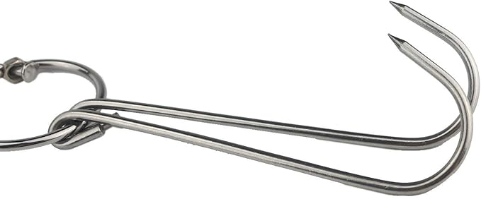 TIHOOD 9.4" Stainless Steel Double Meat Hooks Roast Duck Bacon Shop Hook BBQ Grill Hanger Cooking Tools Accessories (12 Packs) (12 Packs)