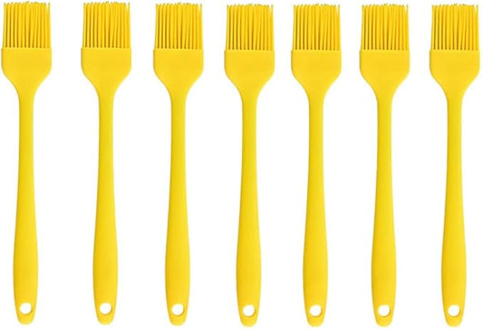 Silicone brush, Oil Brush for BBQ Kitchen Cooking Baking and Grilling (7 PCS,yellow)