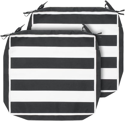 Magpie Fabrics Indoor Outdoor Cushion Cover Replacement 2 Pack, NO Insert! Water Repellent Slipcover with Ties Christmas Decor for Patio Garden Chair Seat Sofa Bench Wicker(Black White, 22x20x4 Inch)
