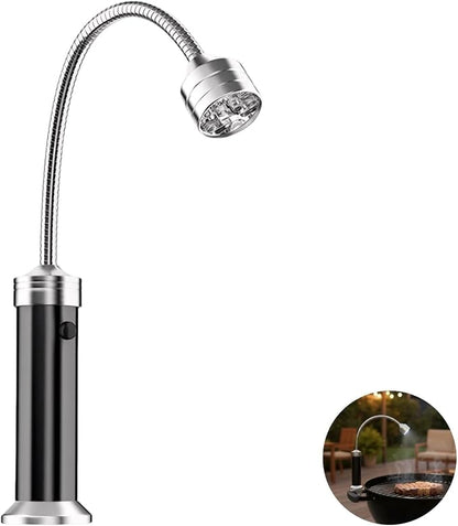BBQ Grill Light with Attachment Force Base, 9 Led and 360° Gooseneck, for Grilling/Camping/Repairs, Black, Portable, in A Case, 7.1 X 4.7 X 1.8 in