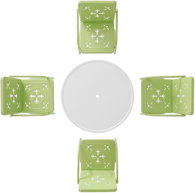 Crosley Furniture Azalea 5-Piece Vintage Outdoor Dining Set for 4, Retro Metal Round Patio Table and Chairs, Key Lime Gloss/White Satin