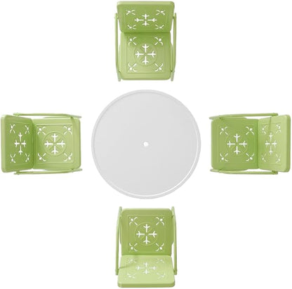 Crosley Furniture Azalea 5-Piece Vintage Outdoor Dining Set for 4, Retro Metal Round Patio Table and Chairs, Key Lime Gloss/White Satin