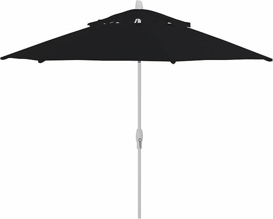 Treasure Garden 11ft Patio Umbrella – Outdoor Market Umbrella – Deluxe Auto-Tilt – White Aluminum Frame (Sunbrella, Black)