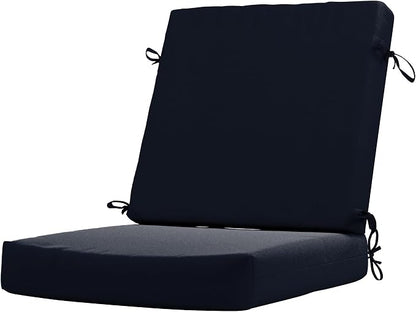 California Umbrella Outdoor Dining Chair, Patio Seat Cushion, 20 x 40 Inch, Premium Outdoor Memory Foam, Fade Resistant, Sunbrella Fabric, Fabric Ties, Navy