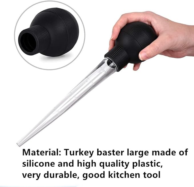 Turkey Baster, 2 Pcs Baster for Cooking, Heat-Resistant Turkey Baster Large with Cleaning Brush, Meat Injector Syringe for Oiling and Marinating Turkey Fish
