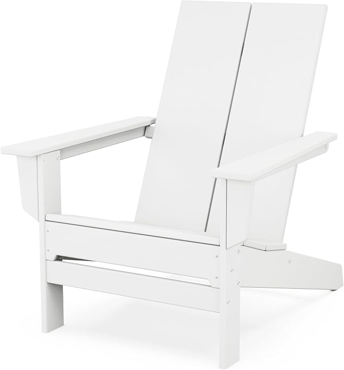 Polywood Contemporary Modern Oversized Adirondack Chair in White