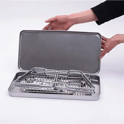 Portable Charcoal Grill Stainless Steel Folding BBQ Grills for Camping Outdoor Barbecue Grill Picnic Travel, Easy Clean Light Grey,LightGrey-D