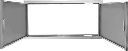 Outdoor Kitchen Door 42" W x 21" H Stainless Steel BBQ Double Access Door Flush Mount Vertical Wall Doors with Handle Suitable for Grilling Station Outside Cabinet Outdoor Kitchen