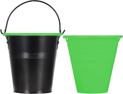2pcs reuasble Silicone Grease Bucket Liners Compatible for Traeger/Pit Boss ect/Oklahoma Joe' /Green Mountain Grill Drip Tray Bucket Liner for pro Pellet Wood Smoker Grill Accessories（Green）