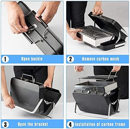 Charcoal Grills BBQ Grill Portable Charcoal Grill Foldable BBQ Grill Outdoor Picnic Patio Backyard Travel Beach Wild Cooking Charcoal Grill for Cooking(A)