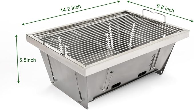 Folded Barbecue, Outdoor Folding Charcoal Grill, Portable Stainless Steel BBQ Grill for Camping Picnic Beach, Compact Tabletop Charcoal Grill for Patio Travel Cooking, Foldable Design, Upgrade