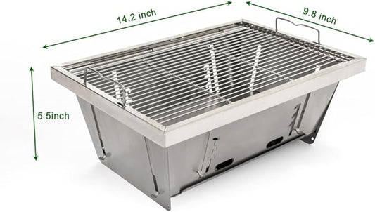 Folded Barbecue, Outdoor Folding Charcoal Grill, Portable Stainless Steel BBQ Grill for Camping Picnic Beach, Compact Tabletop Charcoal Grill for Patio Travel Cooking, Foldable Design, Upgrade
