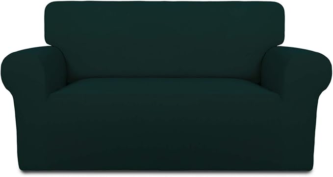 PureFit Stretch Loveseat Covers Fleece Couch Covers for Sofa Deep Teal | 1-Piece Sofa Slipcover Soft Couch Protector, Sofa Cover Washable with Non Skid Foam and Elastic Bottom for Kids, Dogs