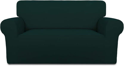 PureFit Stretch Loveseat Covers Fleece Couch Covers for Sofa Deep Teal | 1-Piece Sofa Slipcover Soft Couch Protector, Sofa Cover Washable with Non Skid Foam and Elastic Bottom for Kids, Dogs