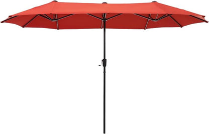 13 ft Large Double-Sided Patio Umbrella, Outdoor Umbrella, Orange Red | HERA'S PALACE Rectangular Umbrella, Market Umbrella with Crank Handle, Powerful UV Protective for Beach Pool Garden Backyard