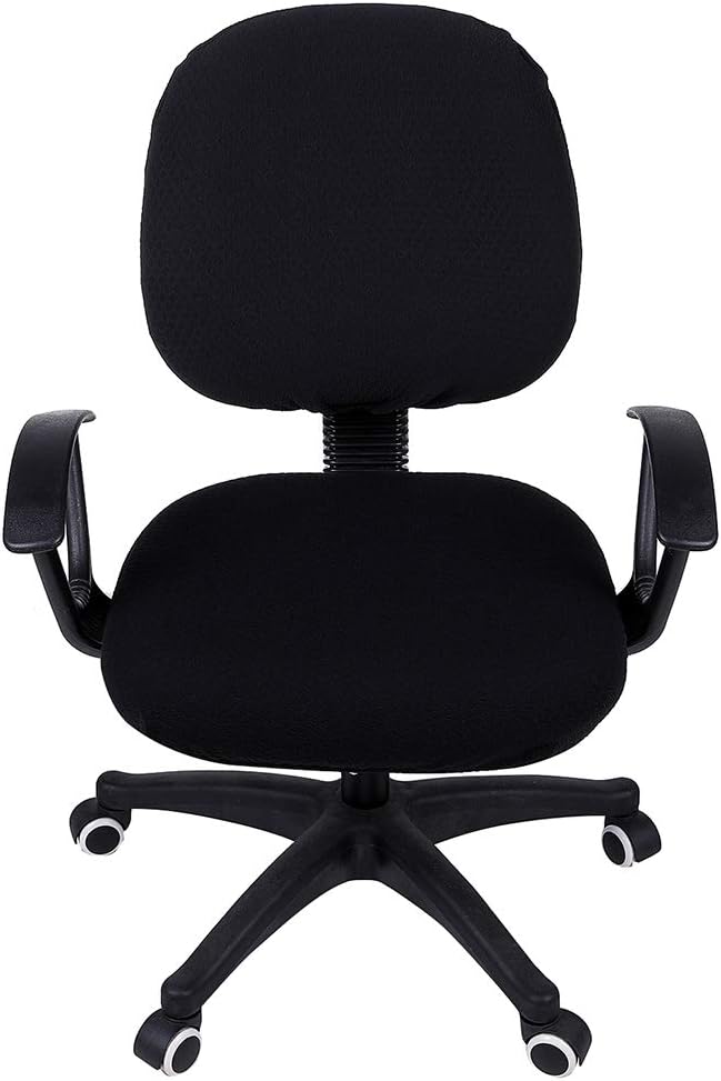 Smiry Office Computer Chair Covers for Desk Rotating Chair Protector | Stretch Jacquard Removable Washable Universal Slipcovers, Seat + Backrest Cover, Black