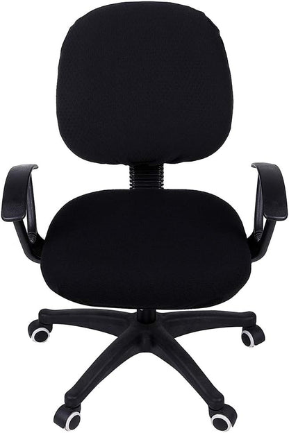 Smiry Office Computer Chair Covers for Desk Rotating Chair Protector | Stretch Jacquard Removable Washable Universal Slipcovers, Seat + Backrest Cover, Black