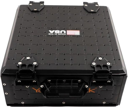 YakAttack ShortStak Solo Storage Box - Size & Color Options | Standalone Low-Profile Crate with Lid, Hinges & Latches | GridLoc Mounting Panels | Slider Feet for Under-Seat Use | Made in USA