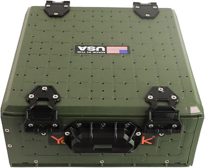 YakAttack ShortStak Solo Storage Box - Size & Color Options | Standalone Low-Profile Crate with Lid, Hinges & Latches | GridLoc Mounting Panels | Slider Feet for Under-Seat Use | Made in USA