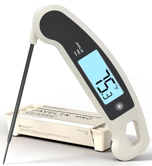 Lavatools Javelin® PRO Classic Ultra-Fast 2-Second Professional Digital Instant Read Meat Thermometer for Grill and Cooking, Auto-Rotating Backlit Display, IP65 Water Resistant – Panda