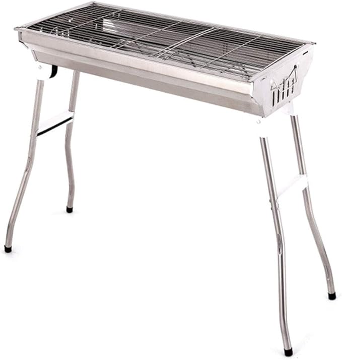 Charcoal Barbecue Grill Portable BBQ Grill Stainless Steel Folding BBQ Camping Grill for Outdoor Grilling Hiking Picnics Cooking Tailgating Backpacking Party,Stainless Steel mesh