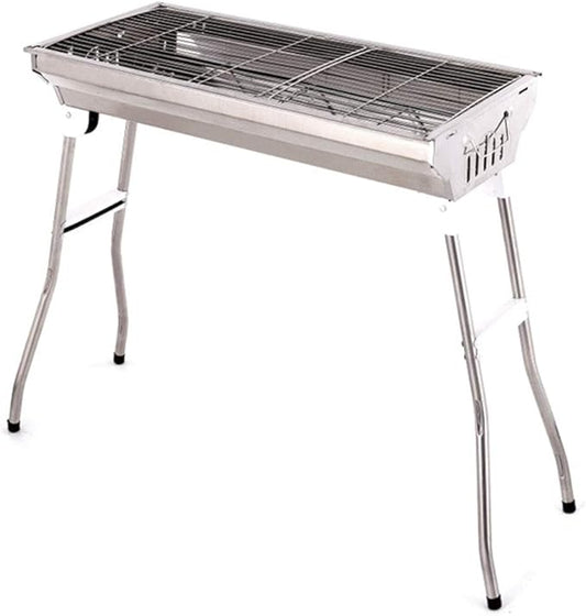Charcoal Barbecue Grill Portable BBQ Grill Stainless Steel Folding BBQ Camping Grill for Outdoor Grilling Hiking Picnics Cooking Tailgating Backpacking Party,Stainless Steel mesh