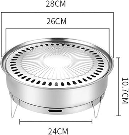 Stainless Steel Charcoal Grilling Oven Outdoor Home Kitchen Garden Camping Rotisserie Carbon Grill Pan(Stainless)