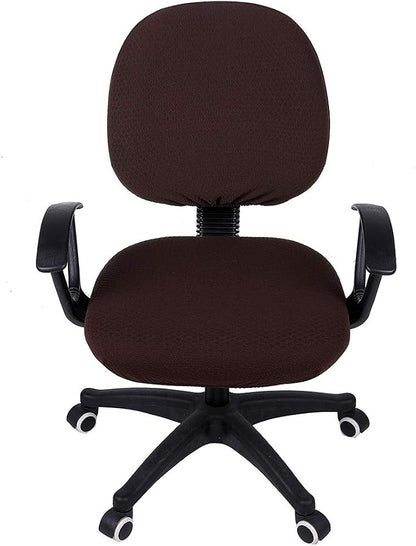Smiry Office Computer Chair Covers for Desk Rotating Chair Protector | Stretch Jacquard Removable Washable Universal Slipcovers, Seat + Backrest Cover, Chocolate