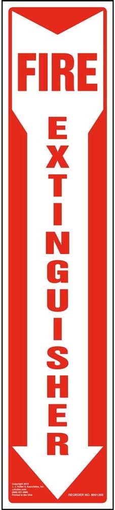 Fire Extinguisher Sign 5-pk. with Vertical Red & White Down Arrow, 4" x 18" Permanent Self Adhesive Vinyl with Rounded Corners, J. J. Keller & Associates, Inc.