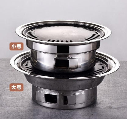 Camping Barbecue Grill Charcoal Barbecue Grill Stainless Steel Non-Stick Barbecue Tray Grills Portable Charcoal Stove Outdoor Camping Barbecue Charcoal Grill(40cm)