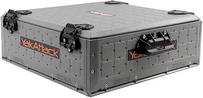 YakAttack ShortStak Solo Storage Box - Size & Color Options | Standalone Low-Profile Crate with Lid, Hinges & Latches | GridLoc Mounting Panels | Slider Feet for Under-Seat Use | Made in USA