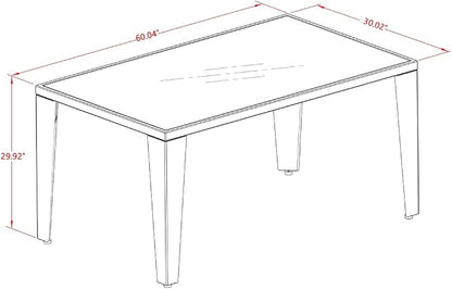 East West Furniture GUBK5-03A 5 Piece Patio Furniture Sets Wicker Outdoor Set Includes a Rectangle Dining Table with Glass Top and 4 Balcony Armchair with Cushion, 36x60 Inch, Natural Linen